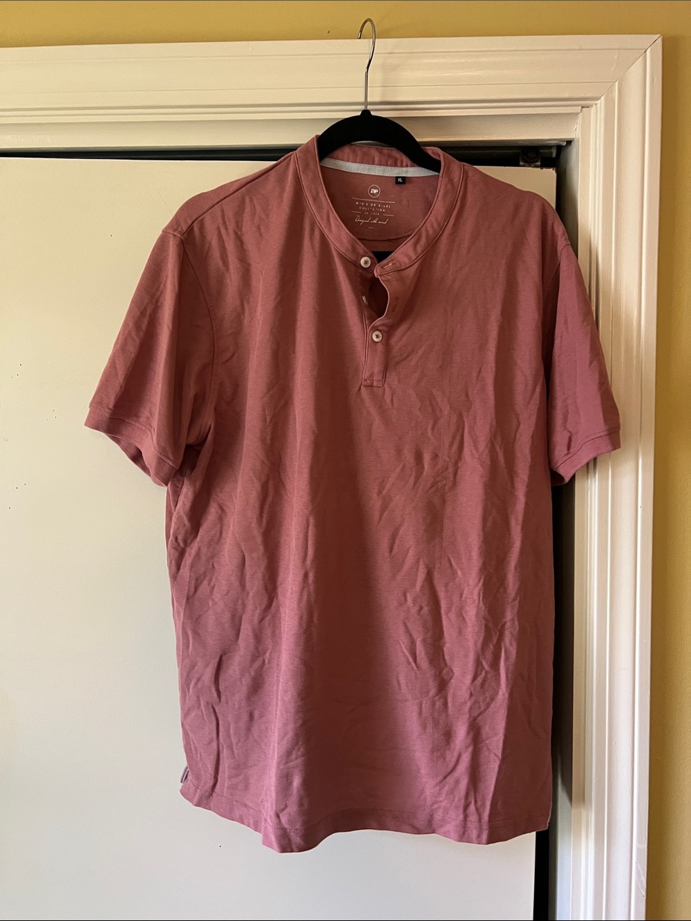 Men's Short Sleeve Henley Tee - Dusty Rose